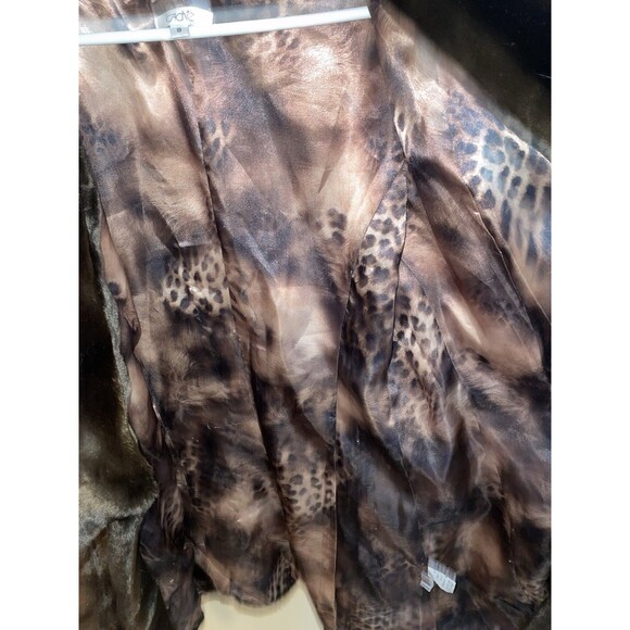 Y2K Cache Faux Fur Coat Size 8 Brown Leopard Lining Glam Wide Collar - Picture 7 of 7